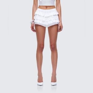 Finesse Amia White Ruffle Bloomer Micro Skort